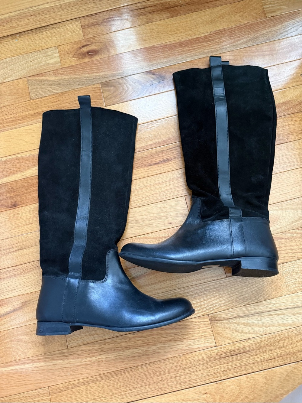 BDG Black Knee-High Leather & Suede Riding Boots - Women size 10